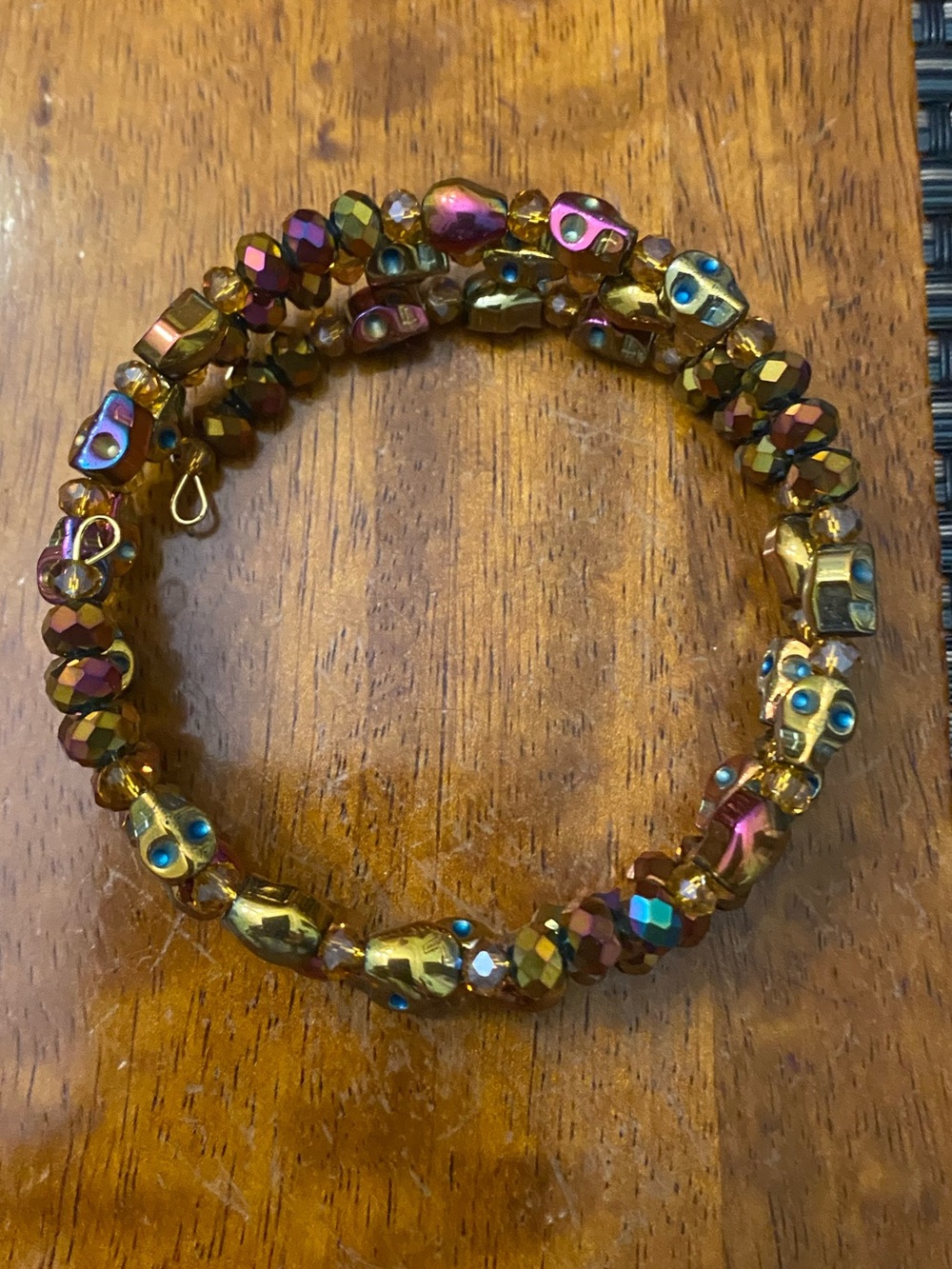 Cranberry Skulls Wrap Bracelet